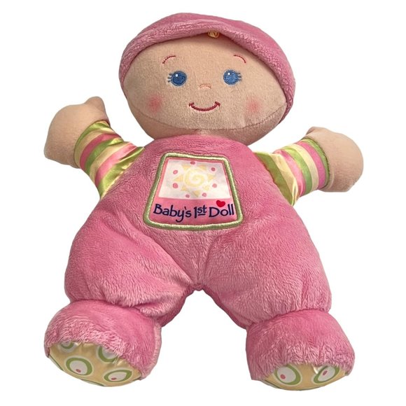 Fisher Price Brilliant Basics Babys 1st Doll Soft Stuffed Plush Pink Rattle Toy - Picture 2 of 8